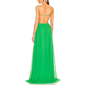 Backless Green Maxi Dress with Spaghetti Straps